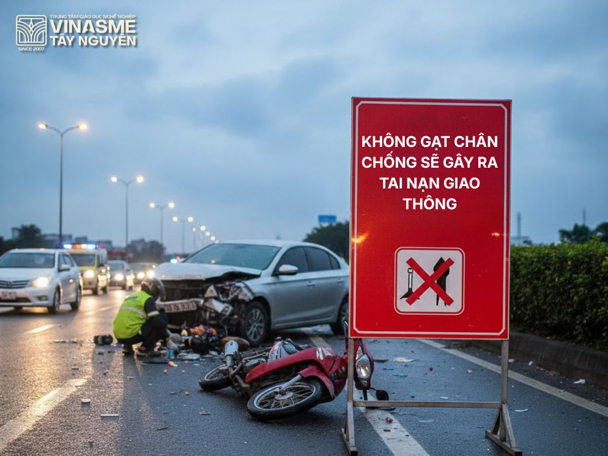 không gạt chân chống gây tai nạn