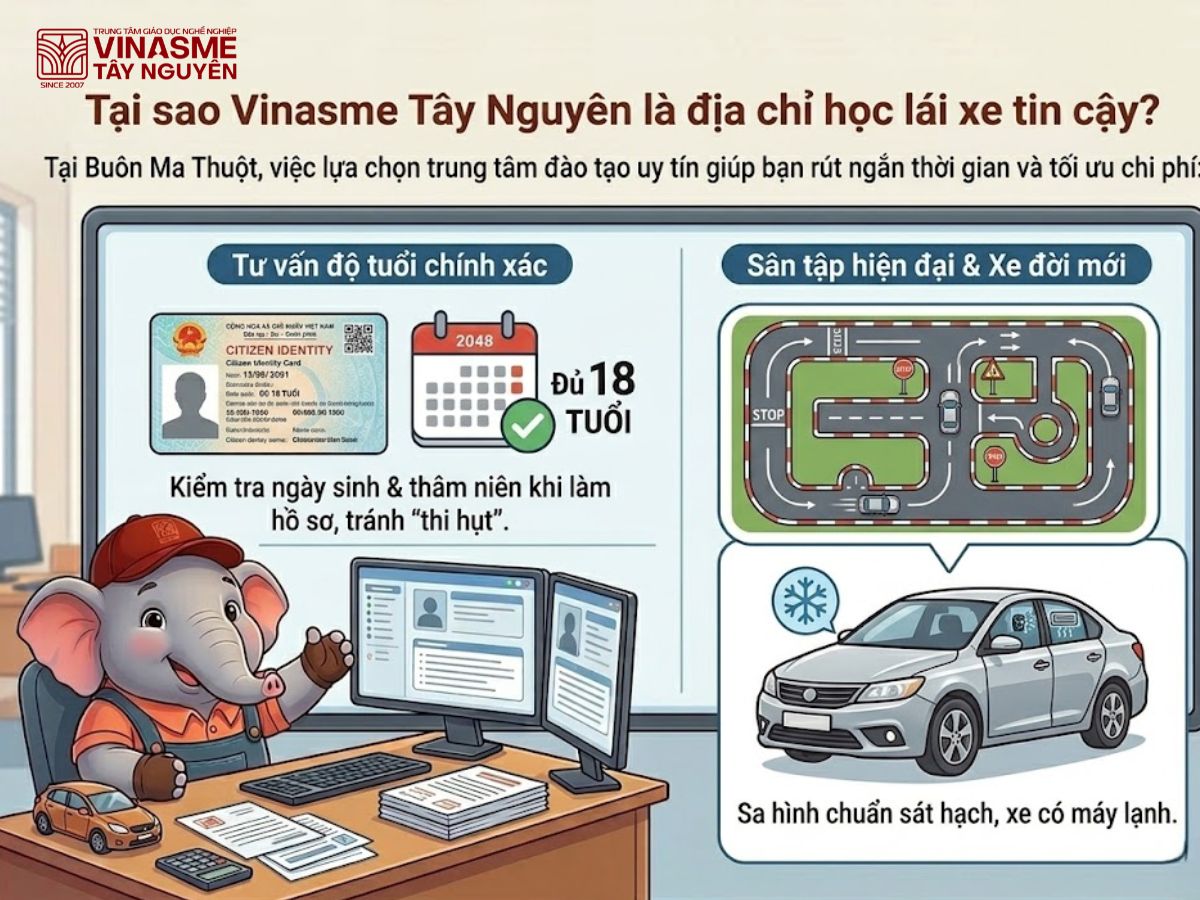  học lái xe ô tô Vinasme Tây Nguyên