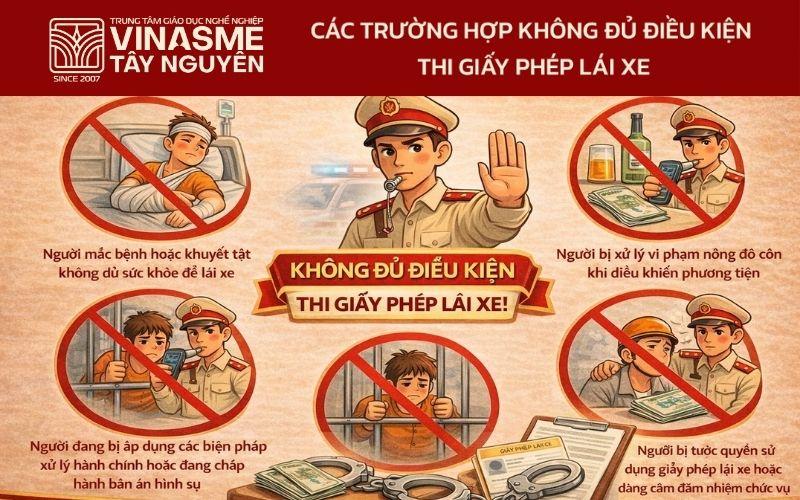 Các Trường Hợp Không Đủ Điều Kiện Thi Giấy Phép Lái Xe