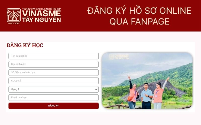 Đăng ký hồ sơ online qua fanpage