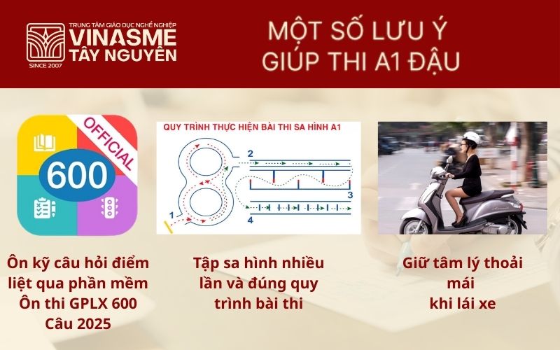 Một số lưu ý giúp thi A1 đậu