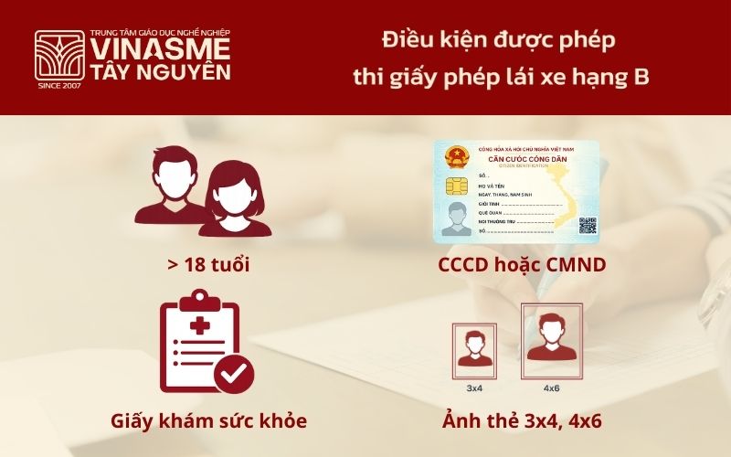 Điều kiện được phép thi giấy phép lái xe hạng B