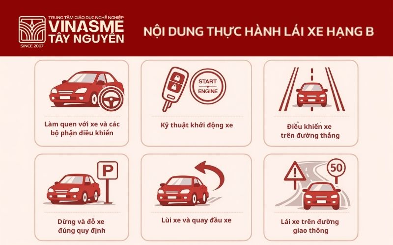Nội dung thực hành lái xe hạng B